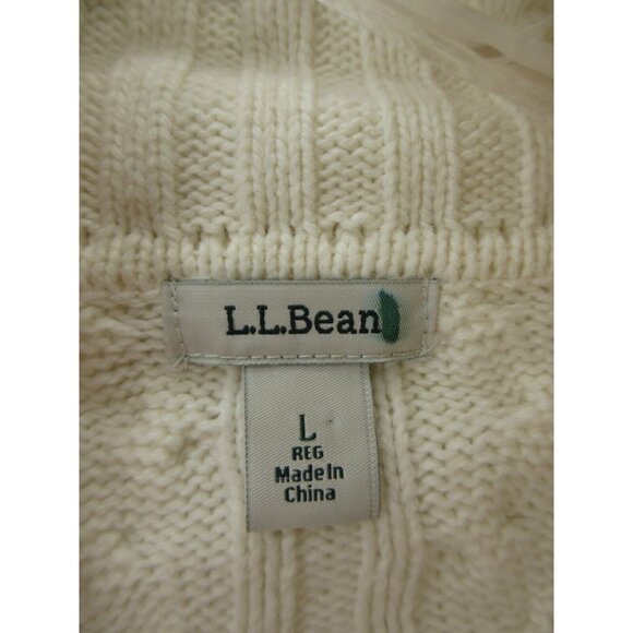 LL Bean Sweater Large Merino Wool Turtleneck Pullover Cable Knit - Picture 8 of 10